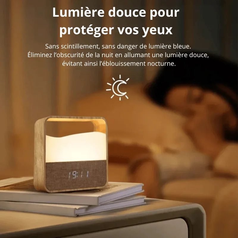 Réveil veilleuse bois