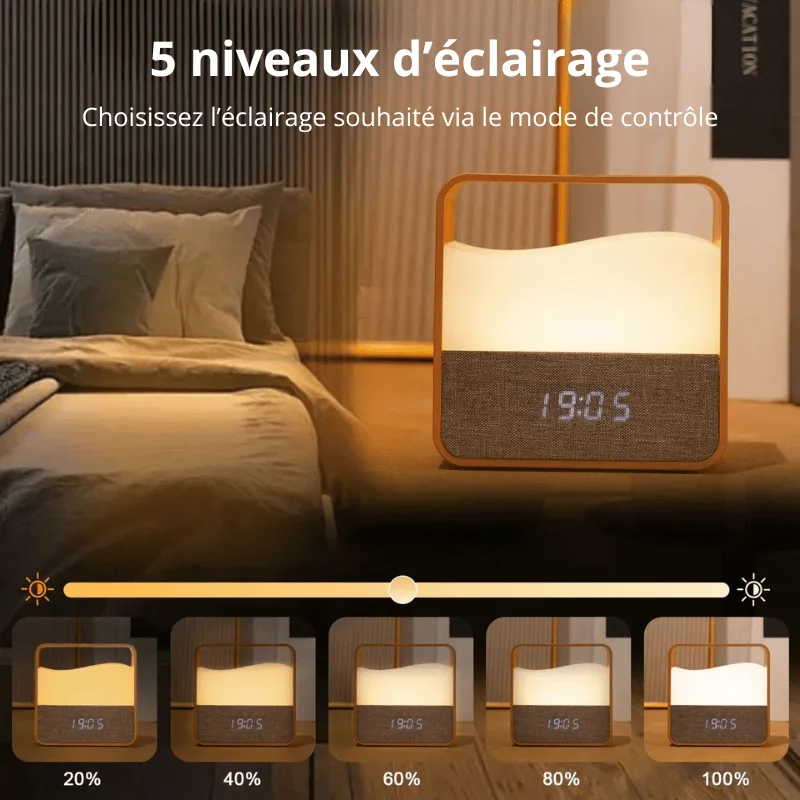 Réveil veilleuse bois