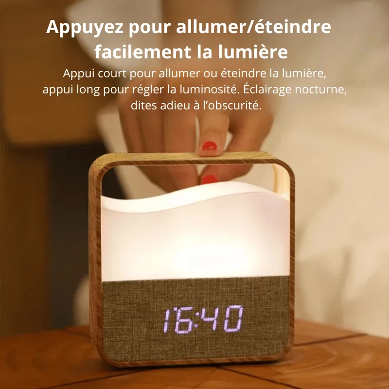 Réveil veilleuse bois