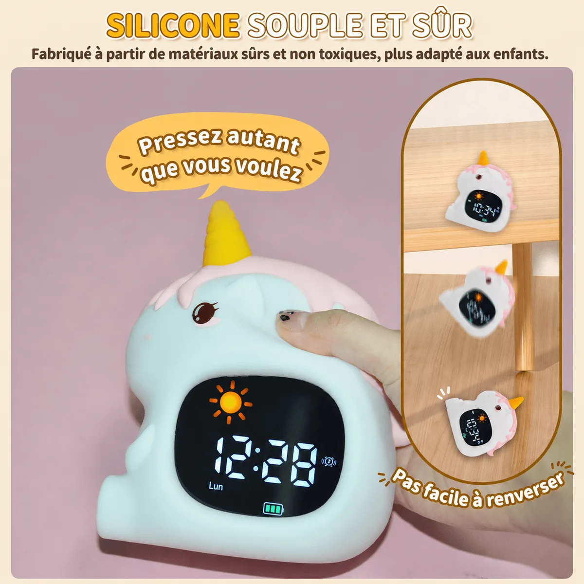 Réveil licorne veilleuse LED