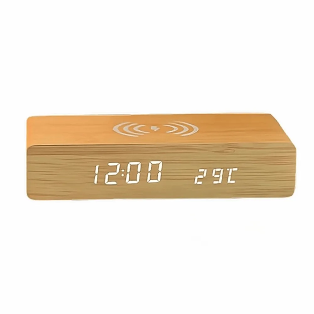 Réveil chargeur induction en bois
