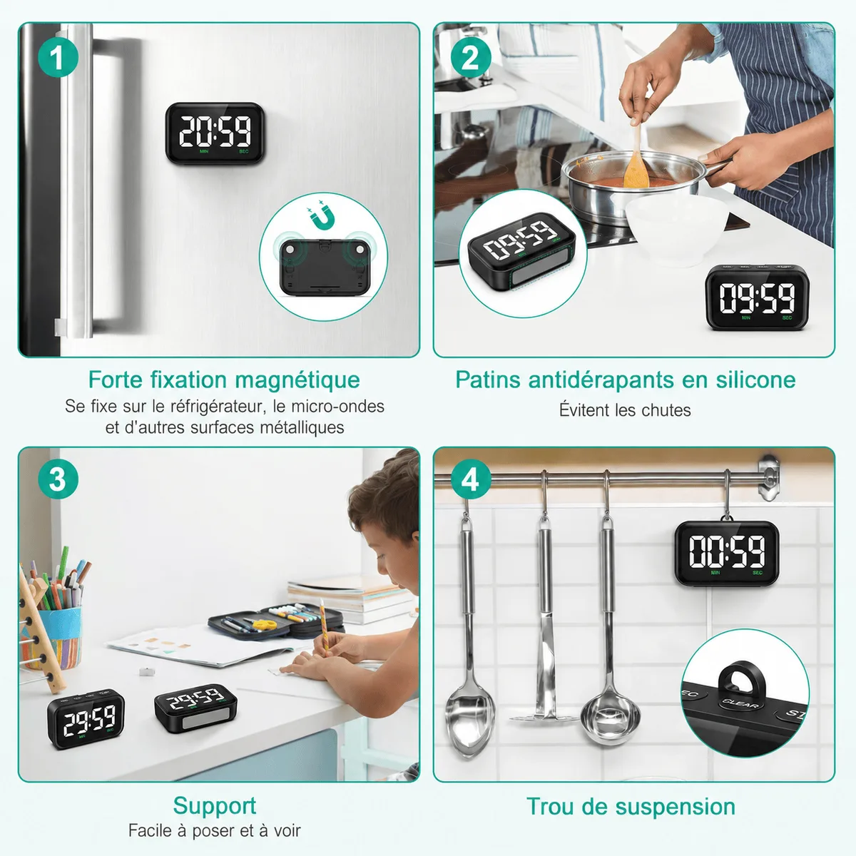 Réveil digital avec gros chiffres