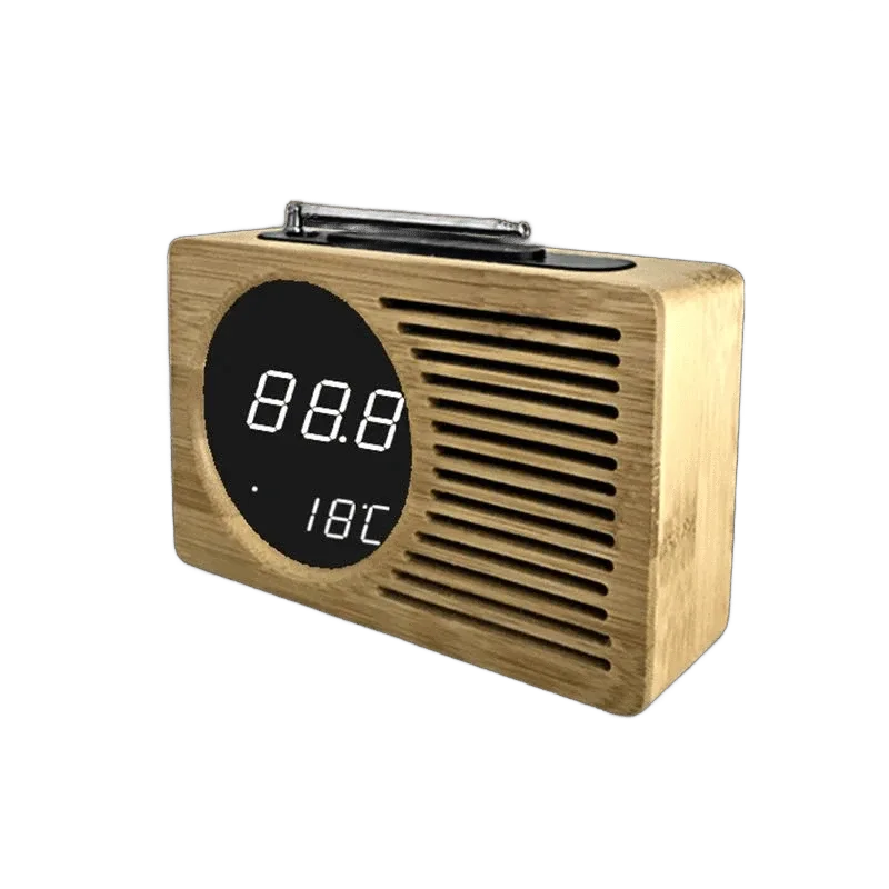 Radio réveil bois