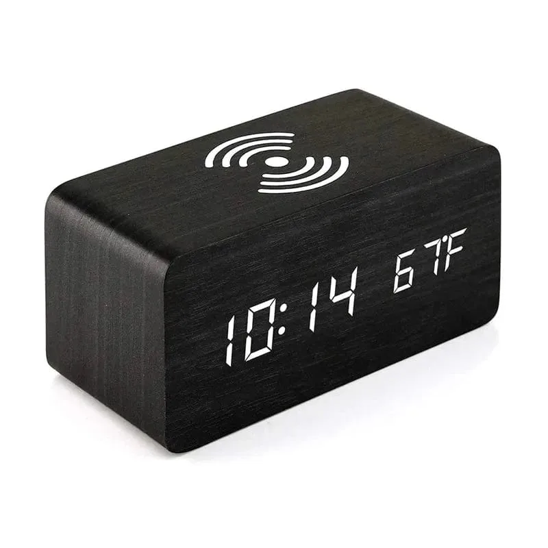 Réveil bois chargeur induction