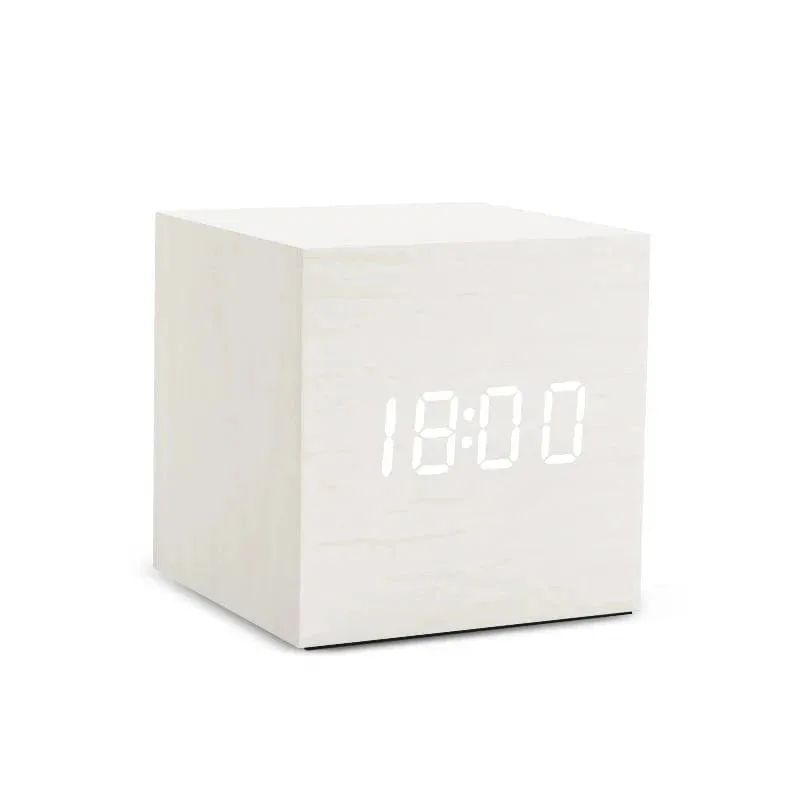 Réveil bois cube