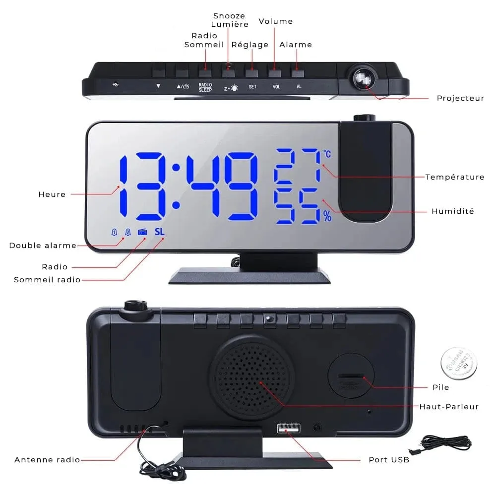 Radio réveil projecteur design