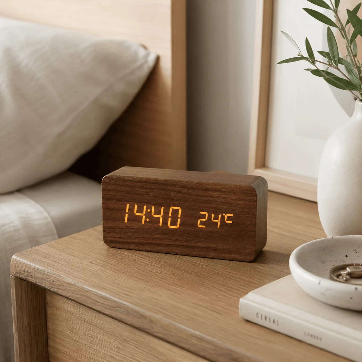 Réveil bois led naturel