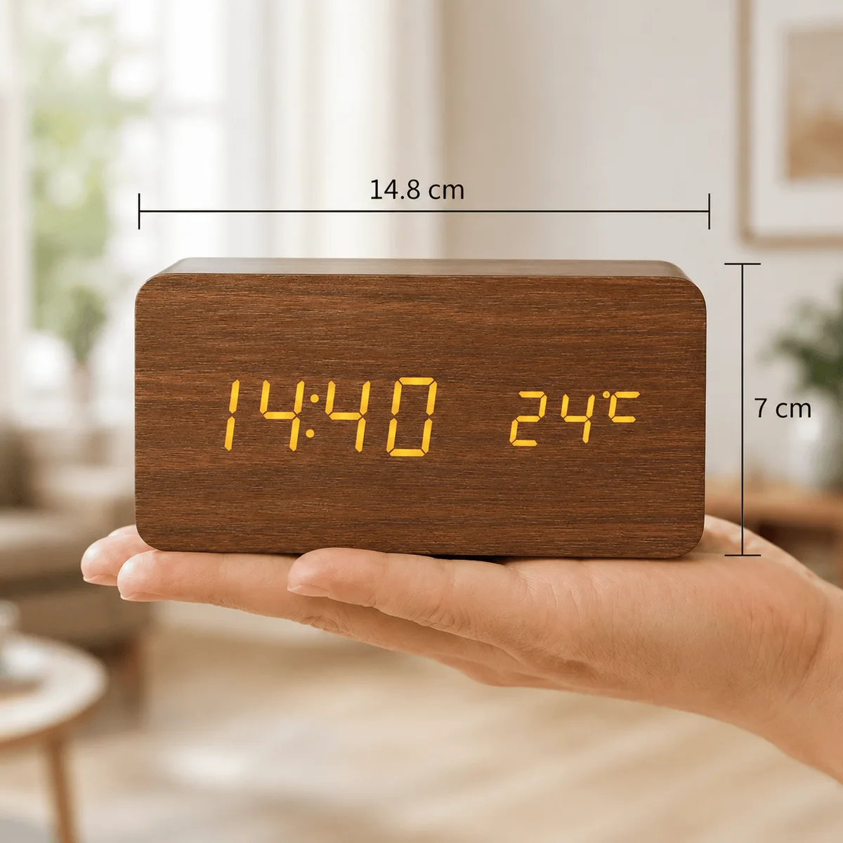 Réveil bois led naturel