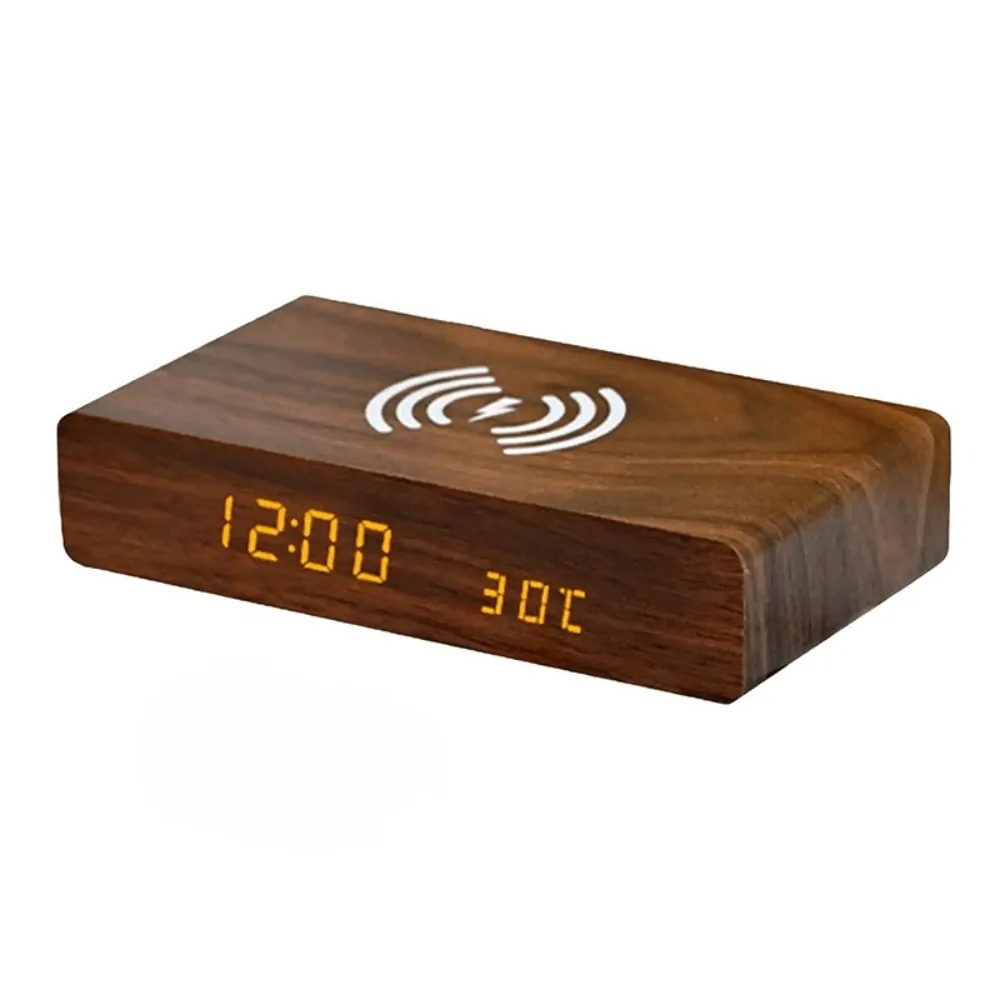 Réveil chargeur induction en bois