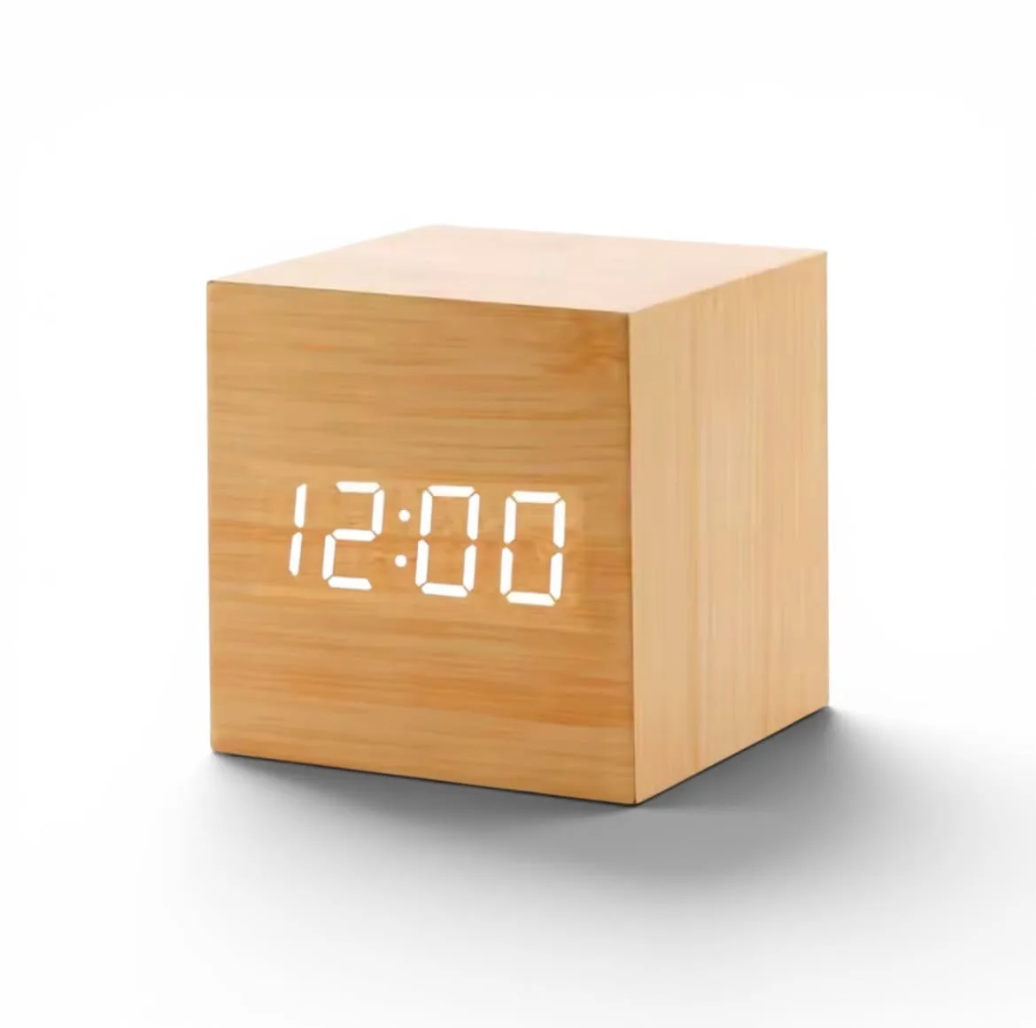 Réveil Bois Cube Compact