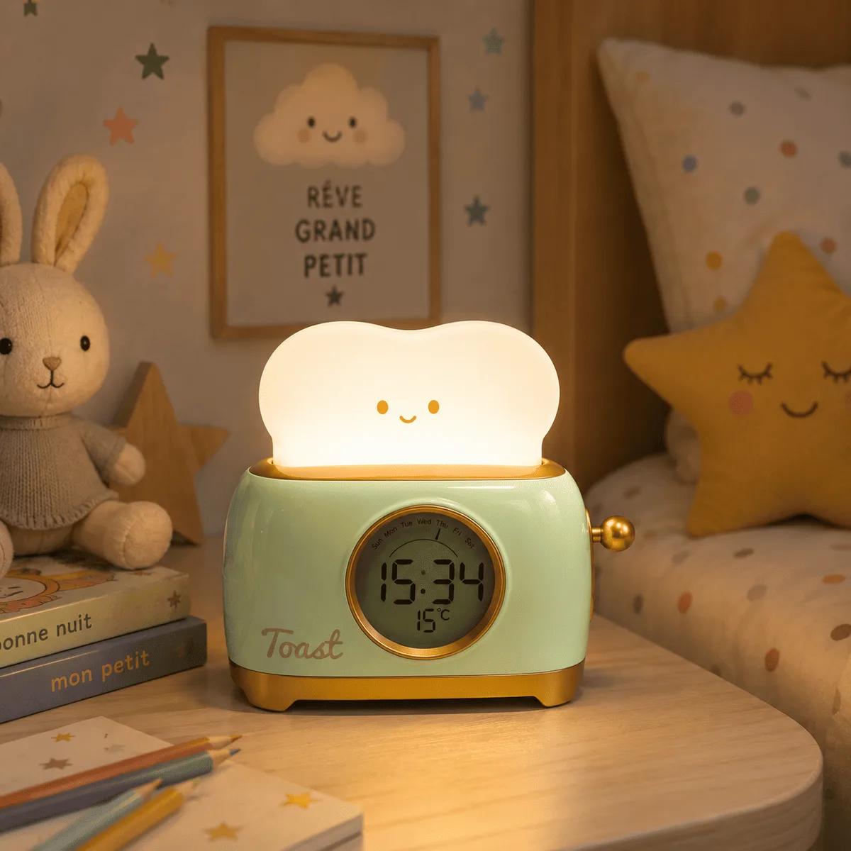Réveil Veilleuse Toaster Rechargeable