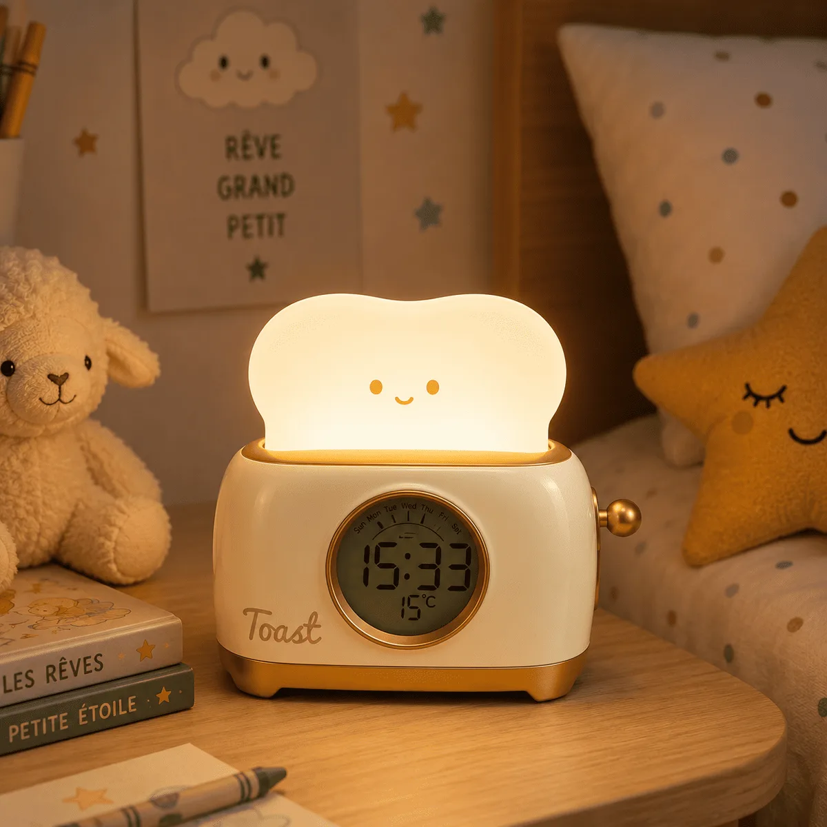 Réveil Veilleuse Toaster Rechargeable