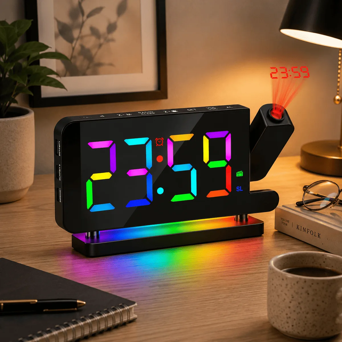 Radio Réveil Projecteur Multicolore