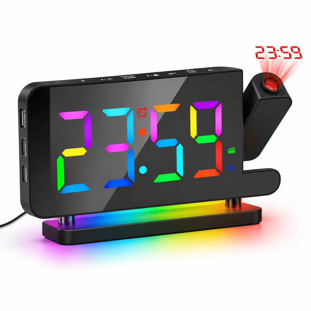 Radio Réveil Projecteur Multicolore