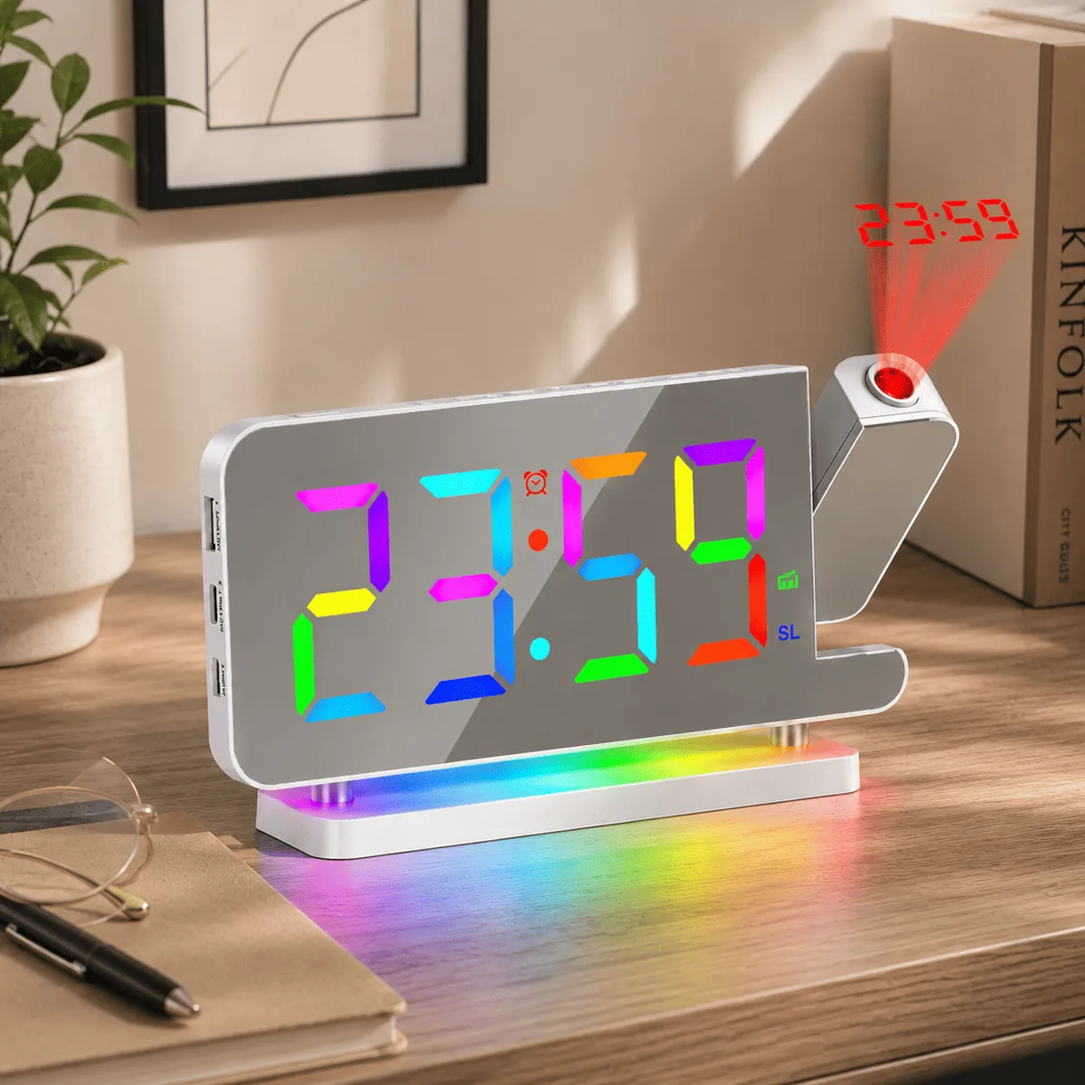 Radio Réveil Projecteur Multicolore