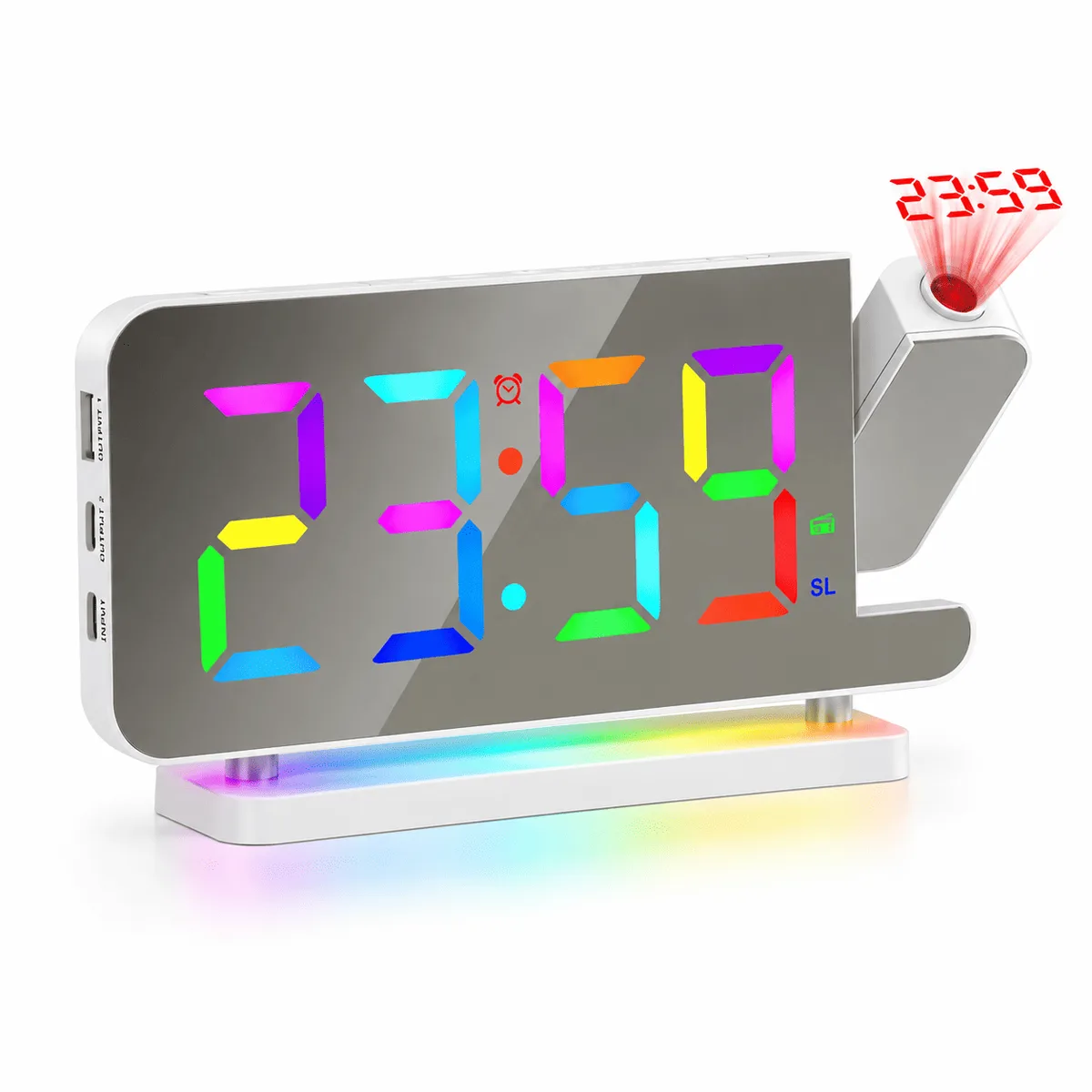 Radio Réveil Projecteur Multicolore
