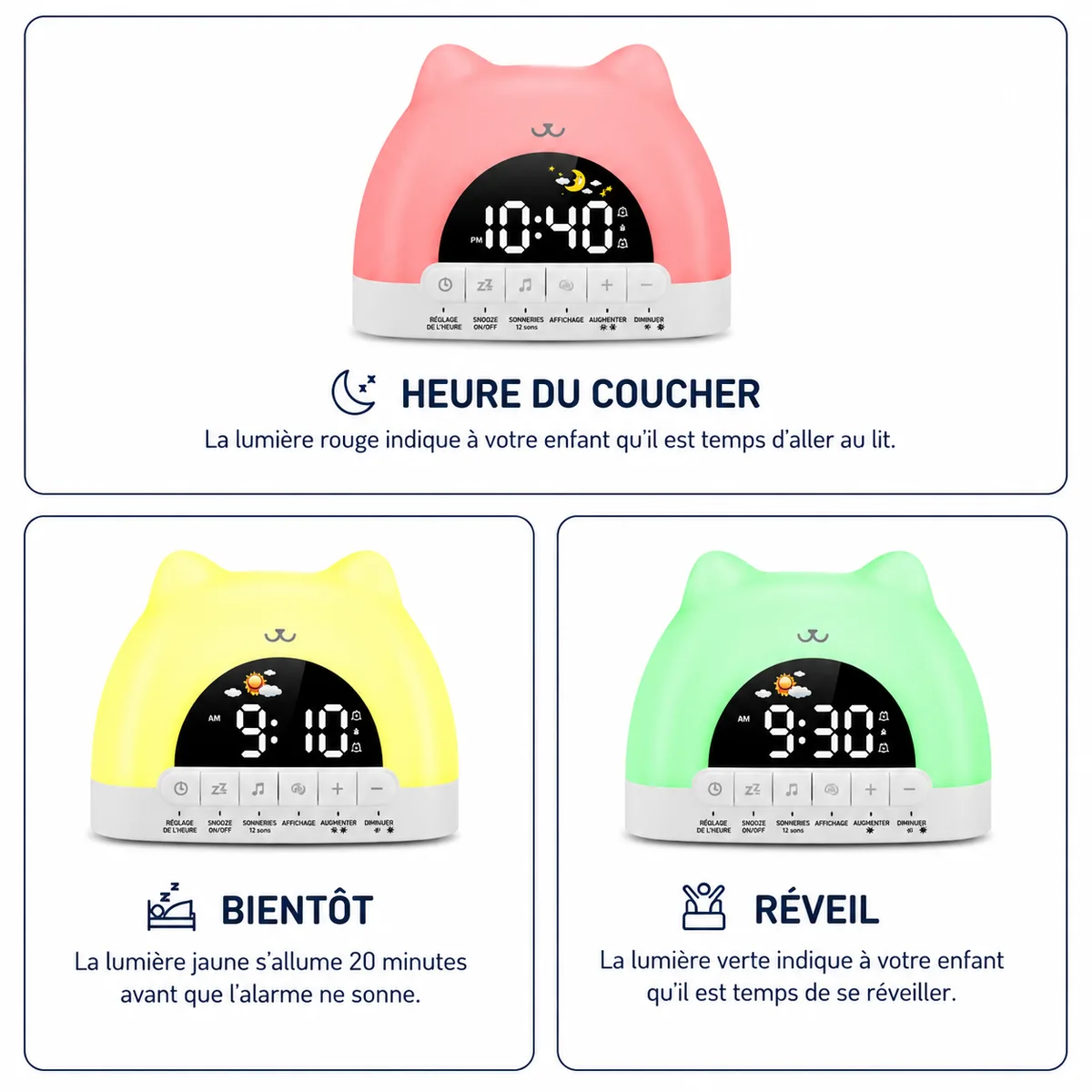 Réveil Veilleuse Chat