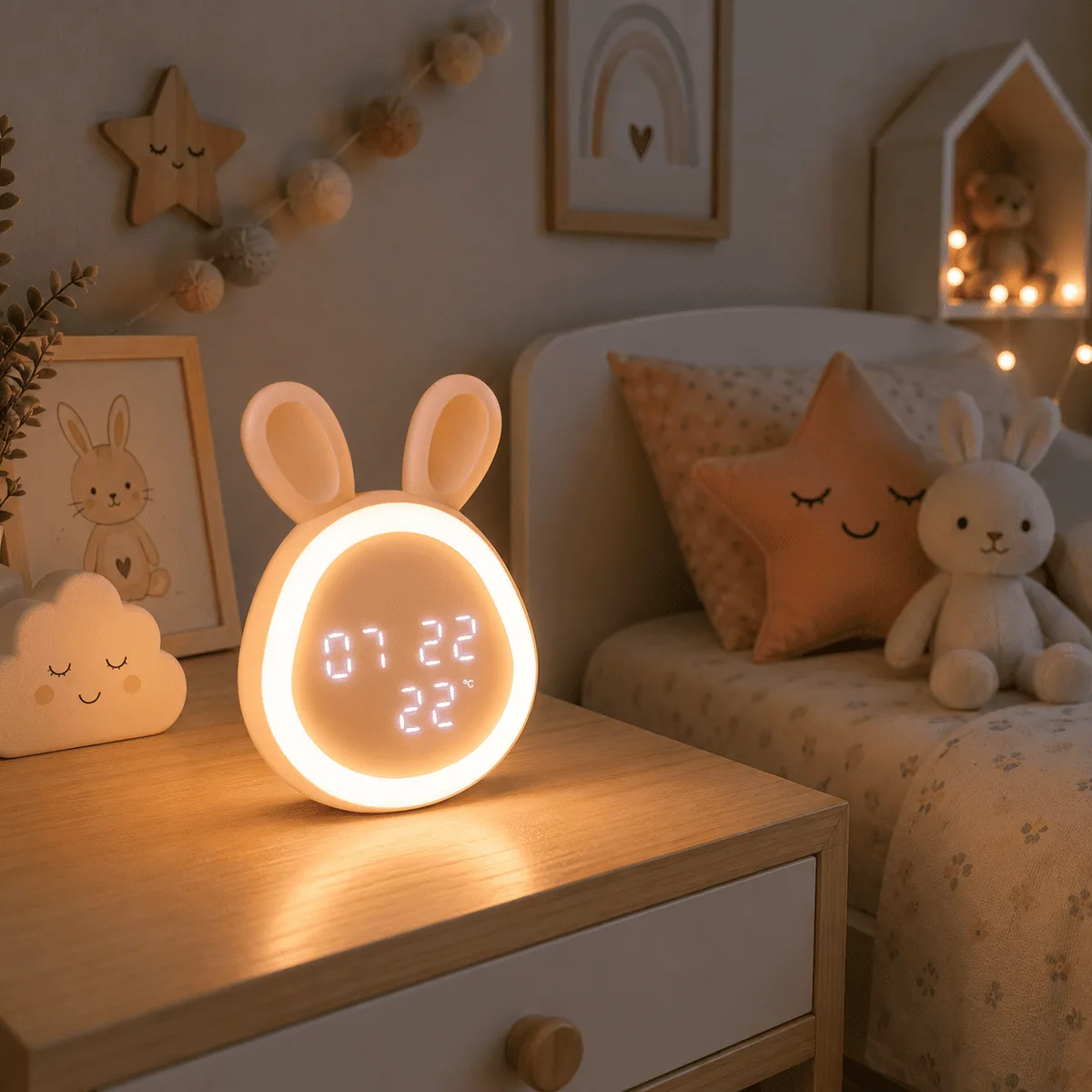 Réveil Lapin Halo Lumineux
