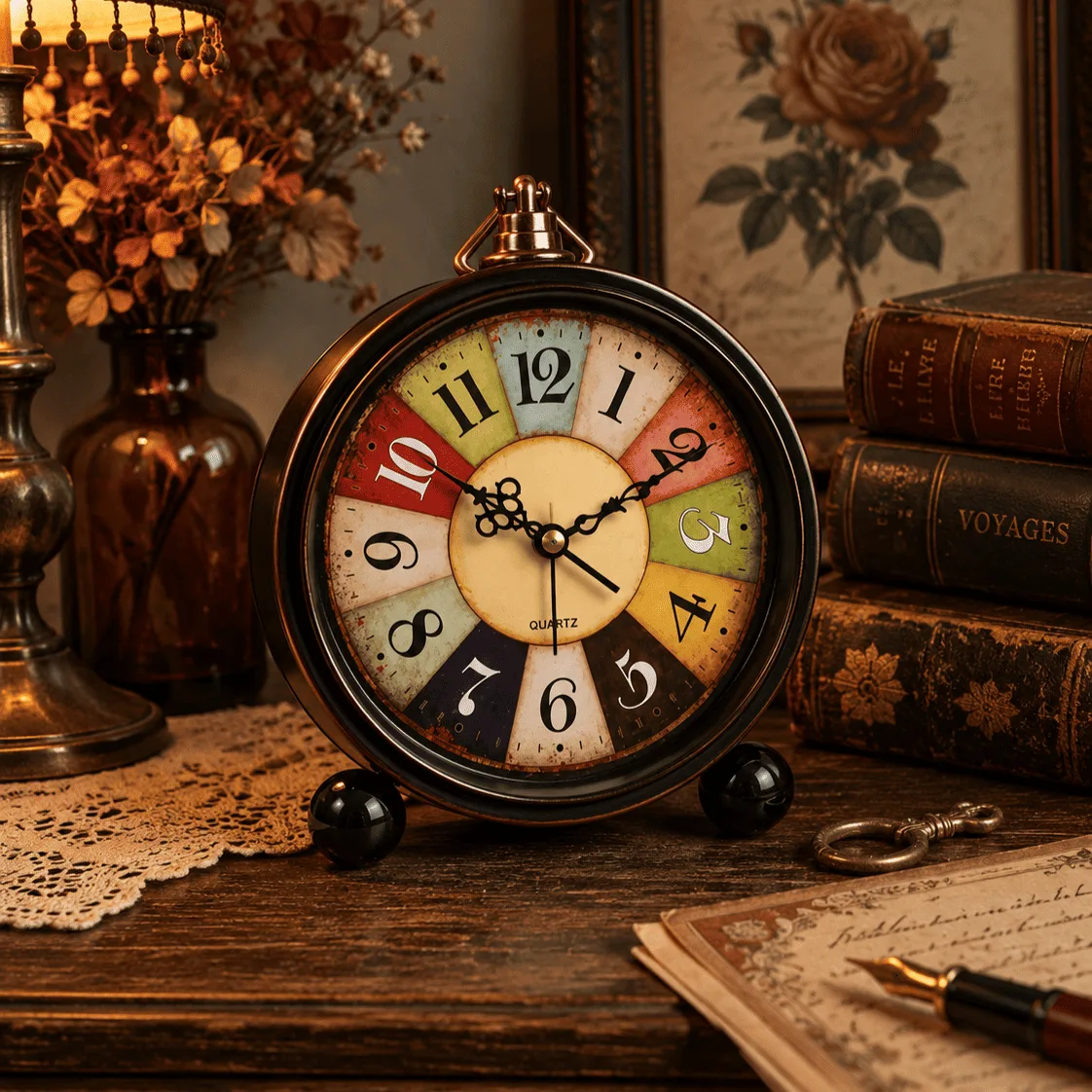 Réveil Vintage Décoratif en Métal
