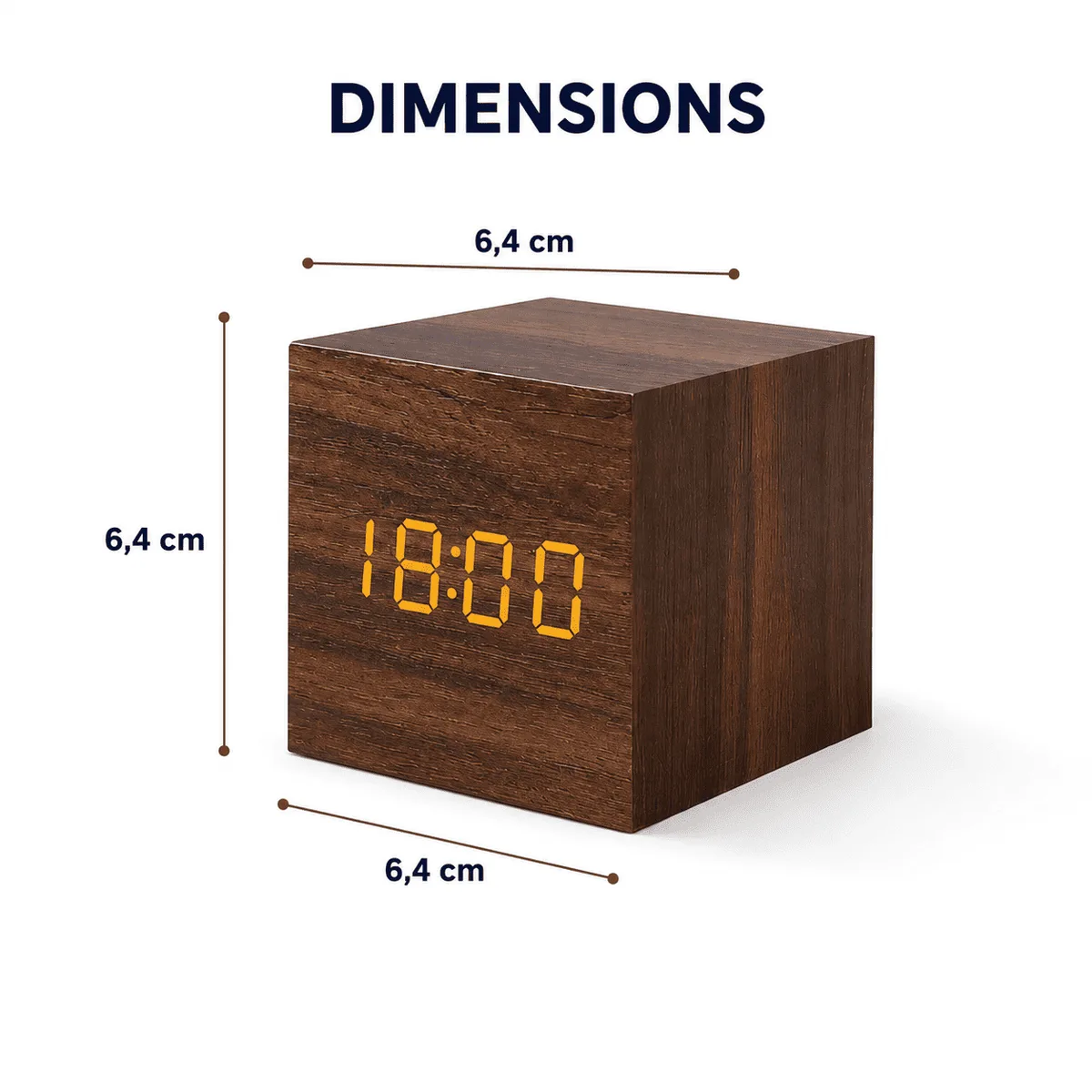 Réveil Bois Cube Compact