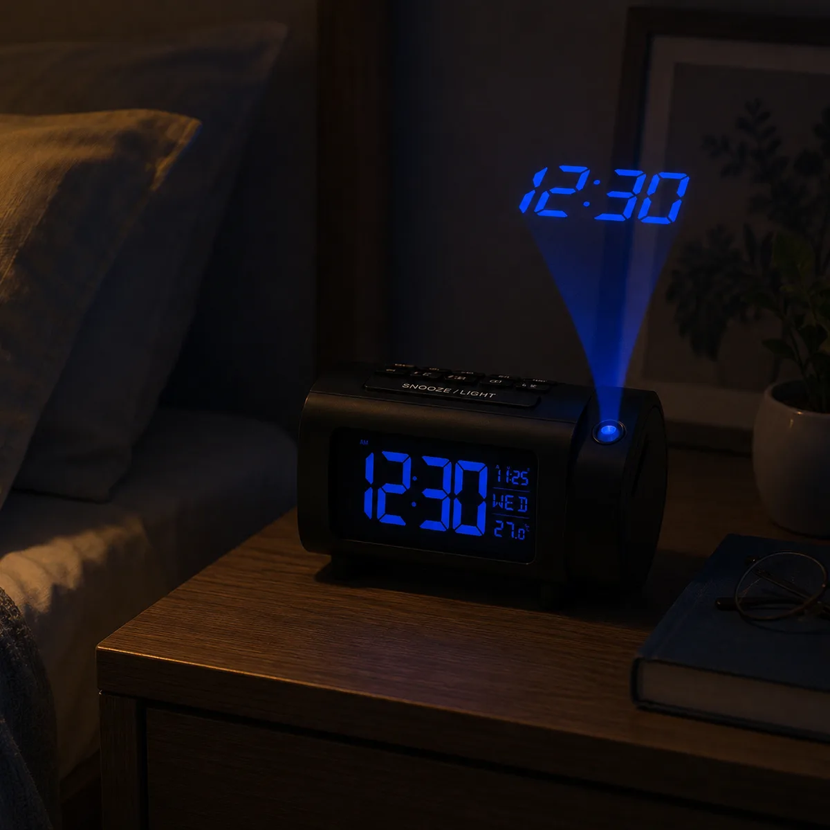 Radio Réveil Projecteur avec Mode Week-end