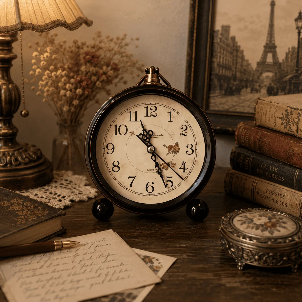 Réveil Vintage Décoratif en Métal