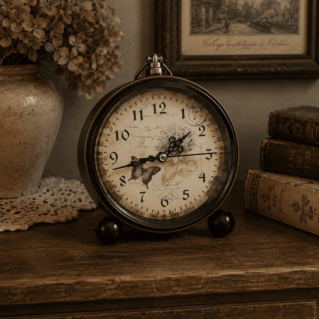 Réveil Vintage Décoratif en Métal