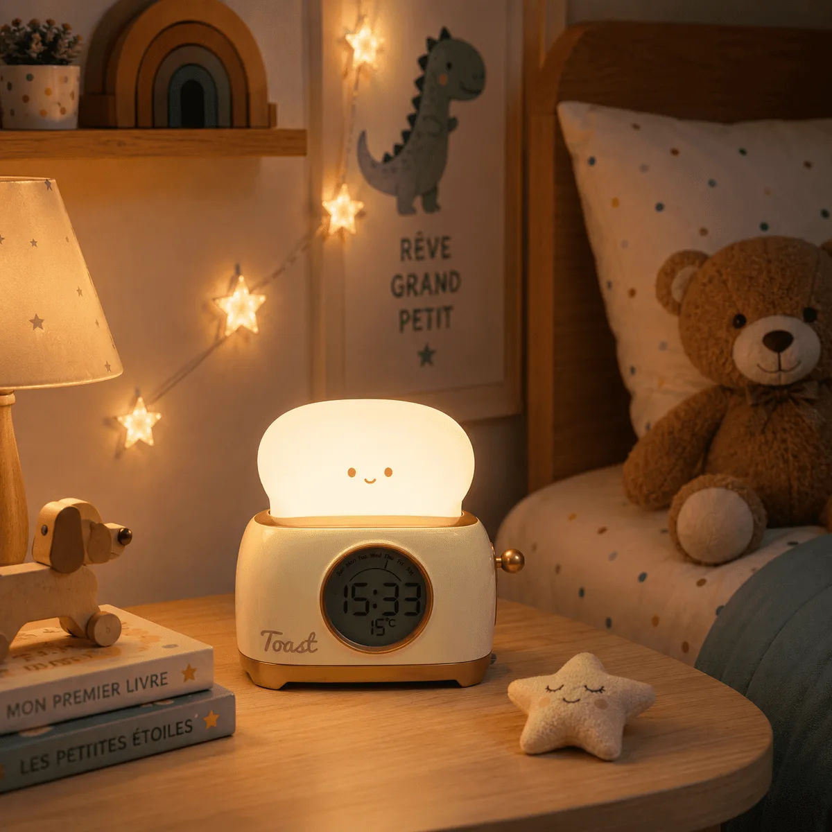 Réveil Veilleuse Toaster Rechargeable