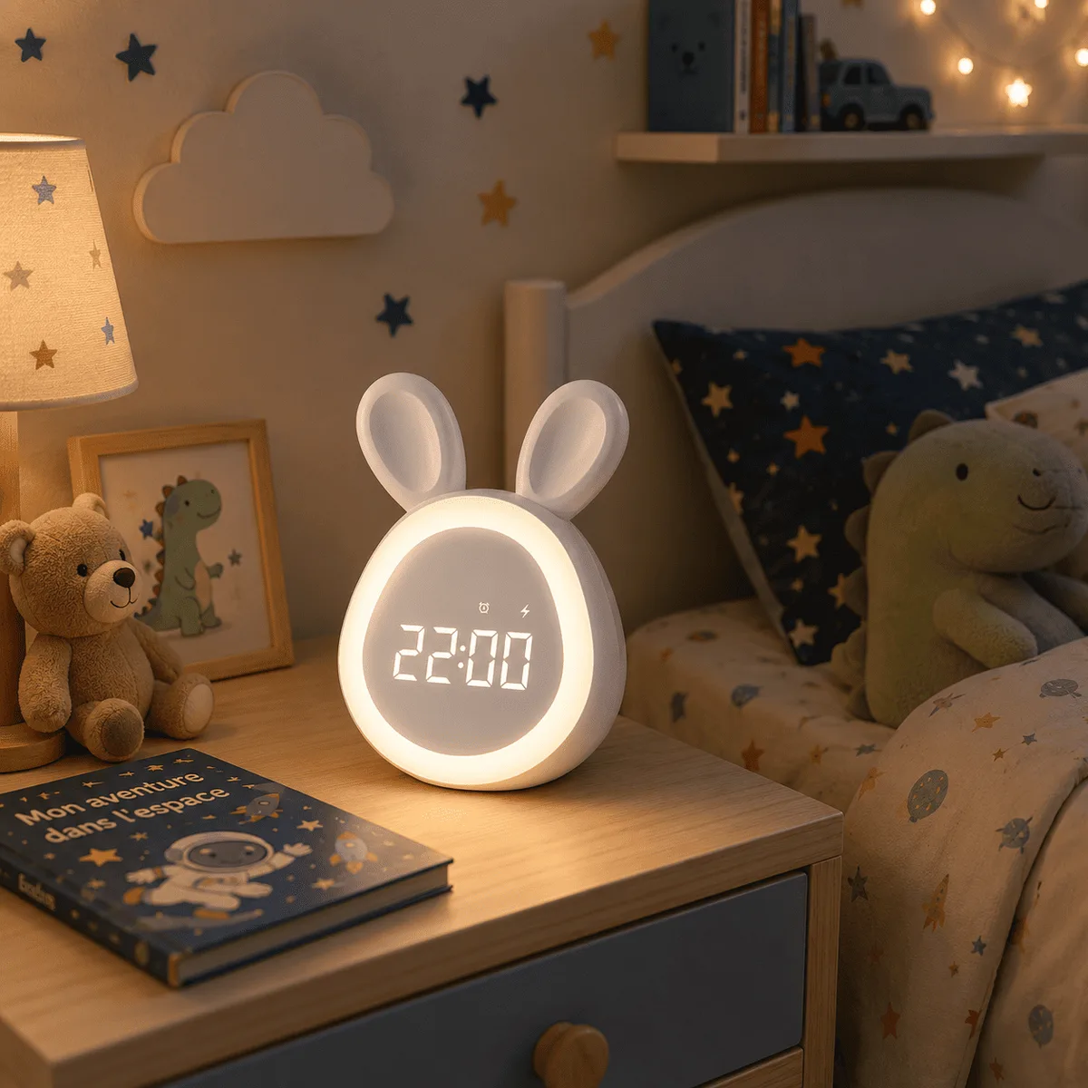 Réveil Lapin Halo Lumineux